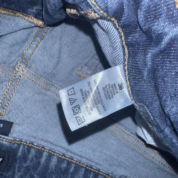 Aeropostale Slim Short Denim Shorts Mens 36 Blue Distressed Frayed Hem Bermuda - Picture 7 of 11